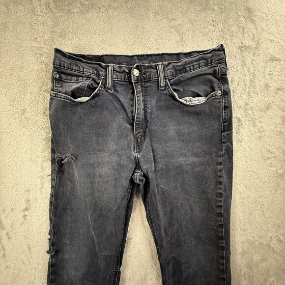 Levis 541 Jeans Mens 34x32 Black Gray Denim Athletic Fit Tapered Leg Distressed - Picture 11 of 16